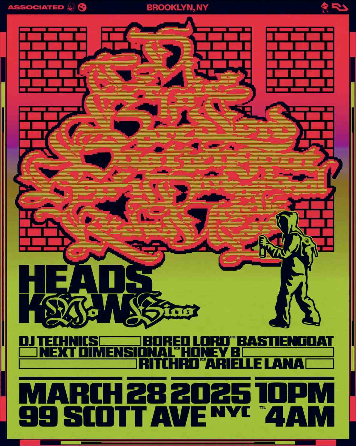 NO BIAS X HEADS KNOW NYC: DJ Technics, Bored Lord, HONEY DIMENSIONAL event flyer