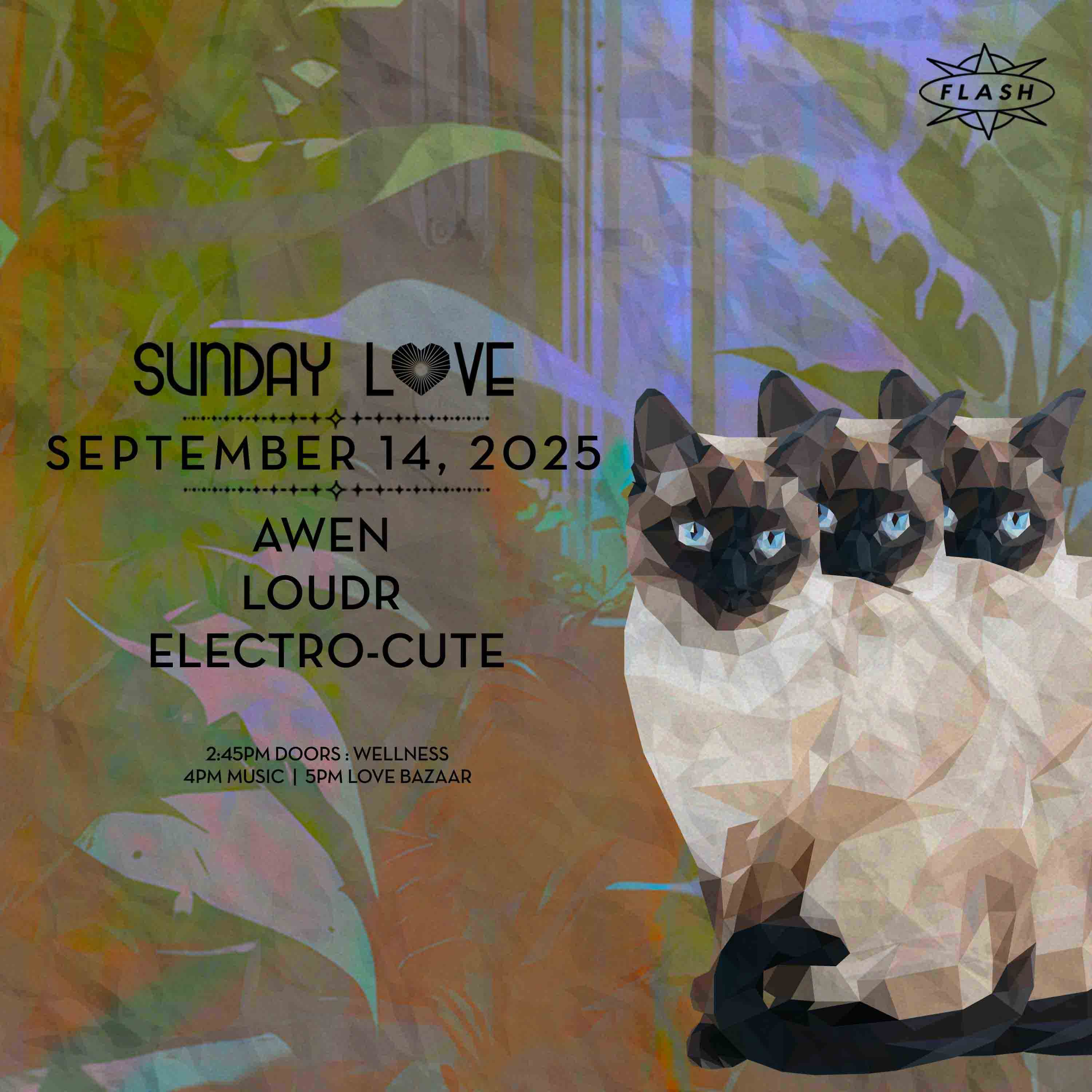 Sunday Love: AWEN - LOUDR - Electro-cute event flyer