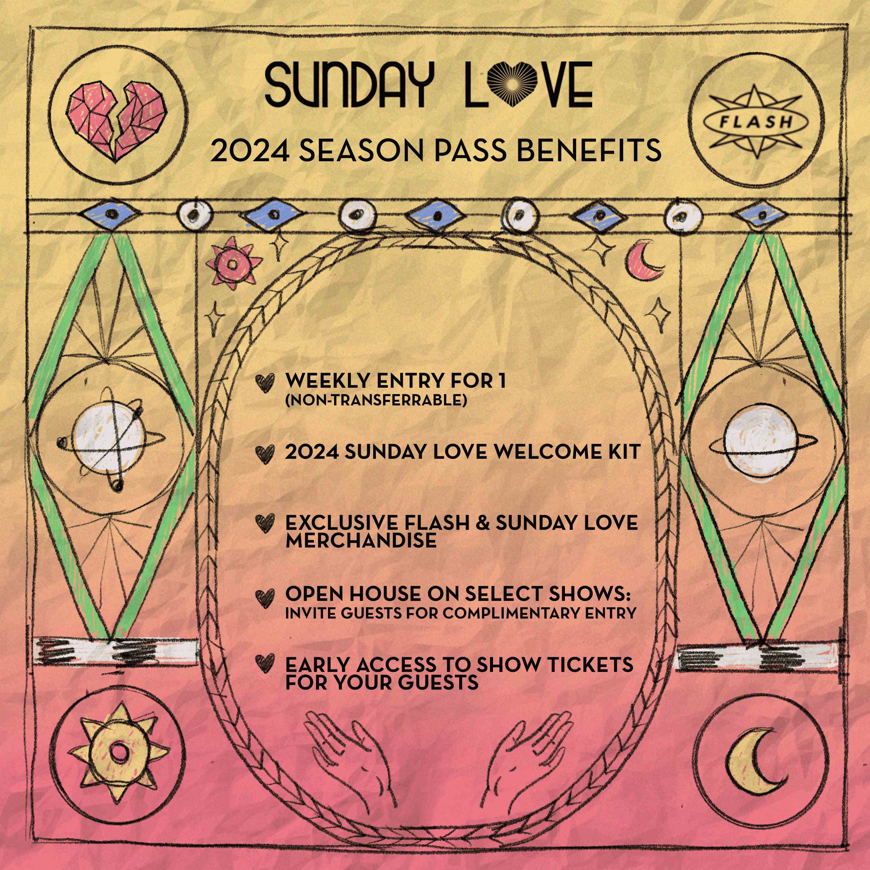 Sunday Love 2024 Season Pass event flyer
