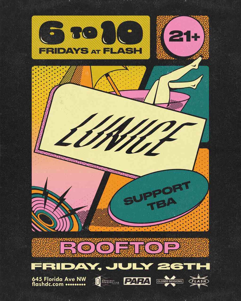 6to10: Lunice at Flash Rooftop event flyer