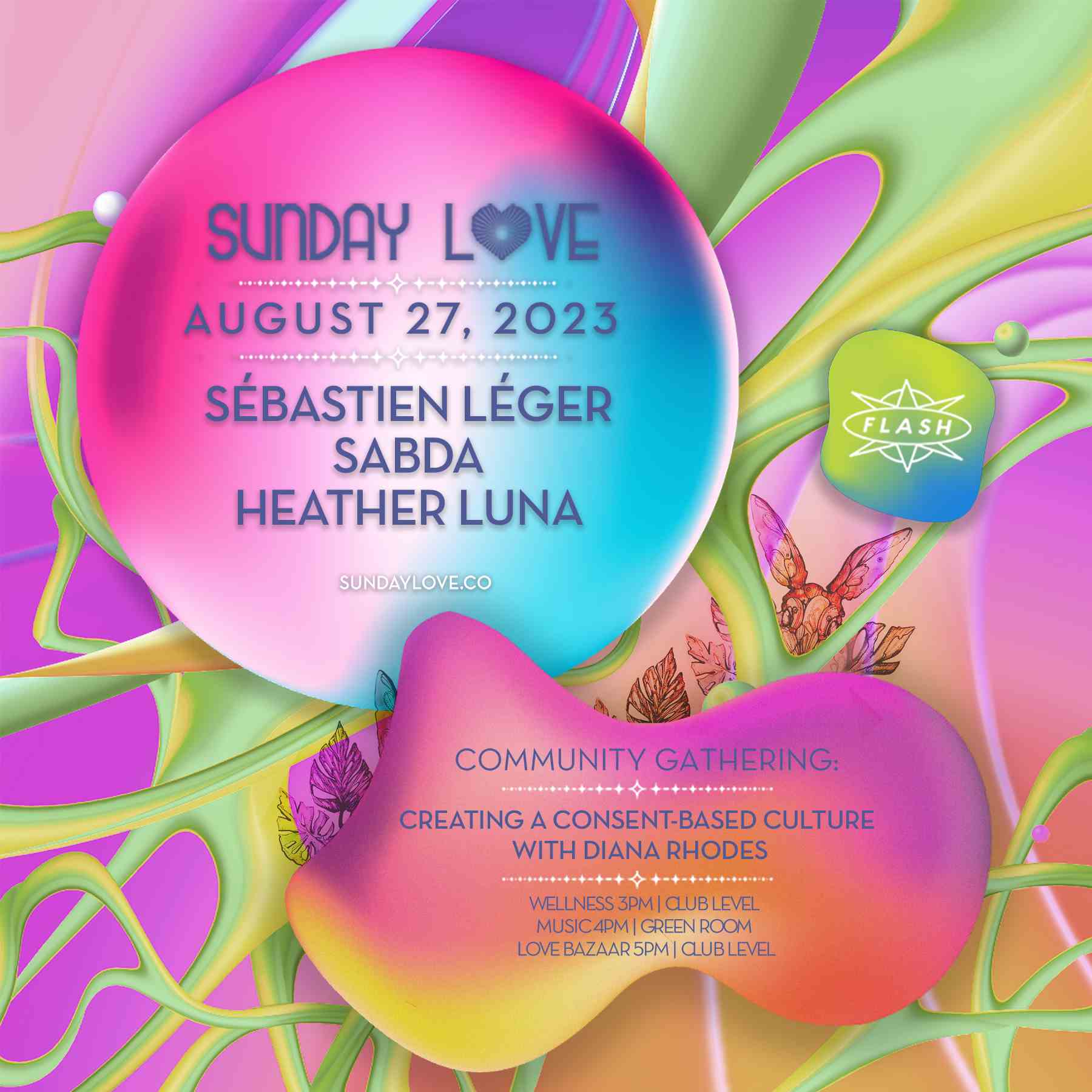 Sunday Love: Sébastien Léger - Sabda - Heather Luna event flyer