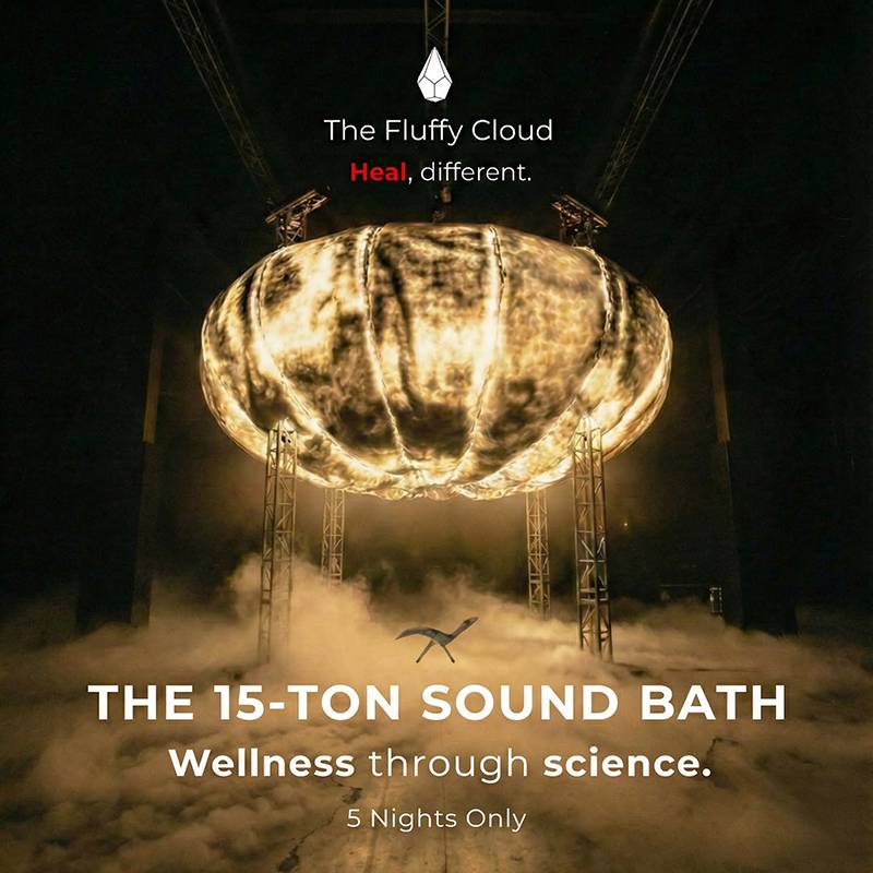 The 15-Ton Sound Bath: A Fluffy Cloud Experience event flyer