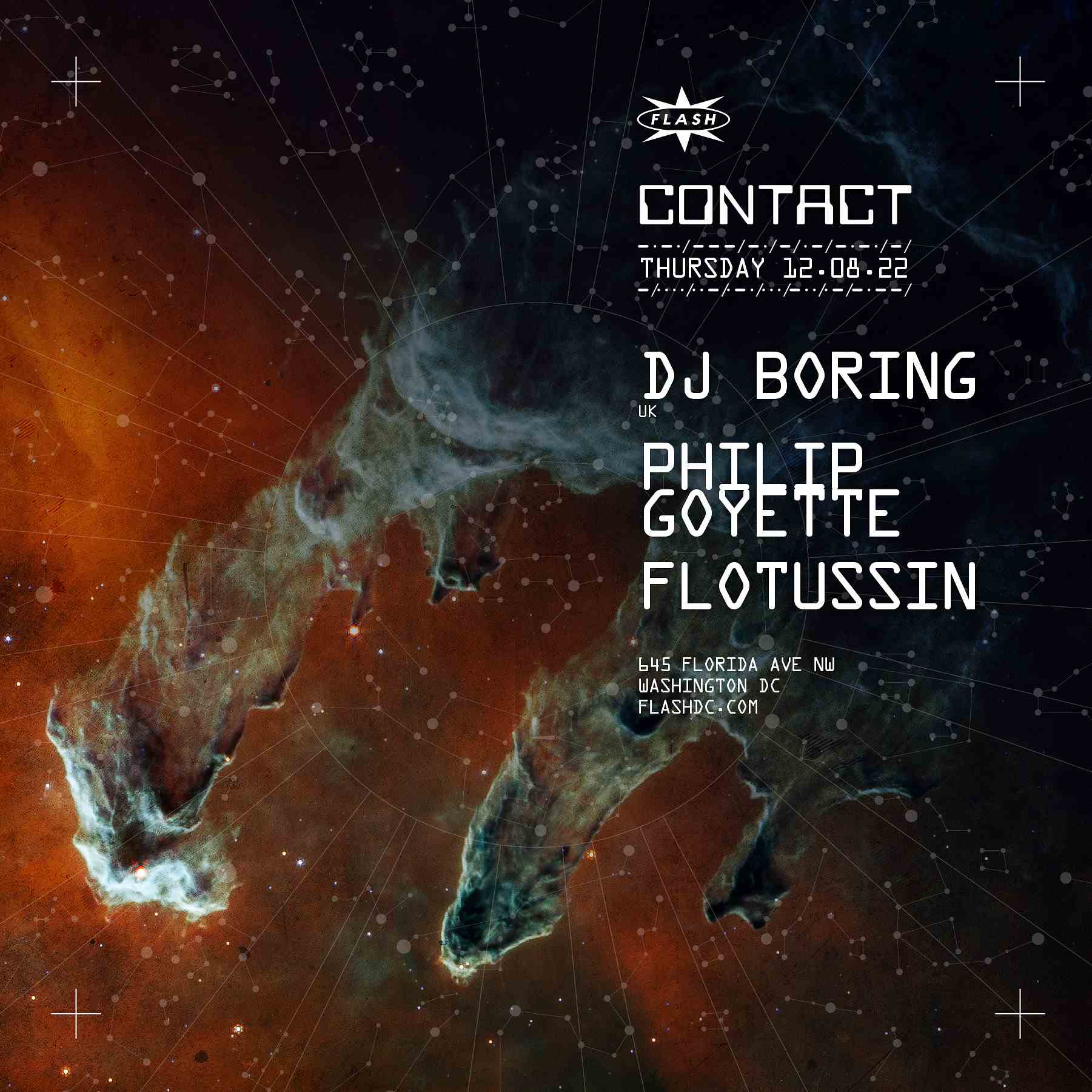 Event image for CONTACT: DJ Boring - Philip Goyette - Flotussin