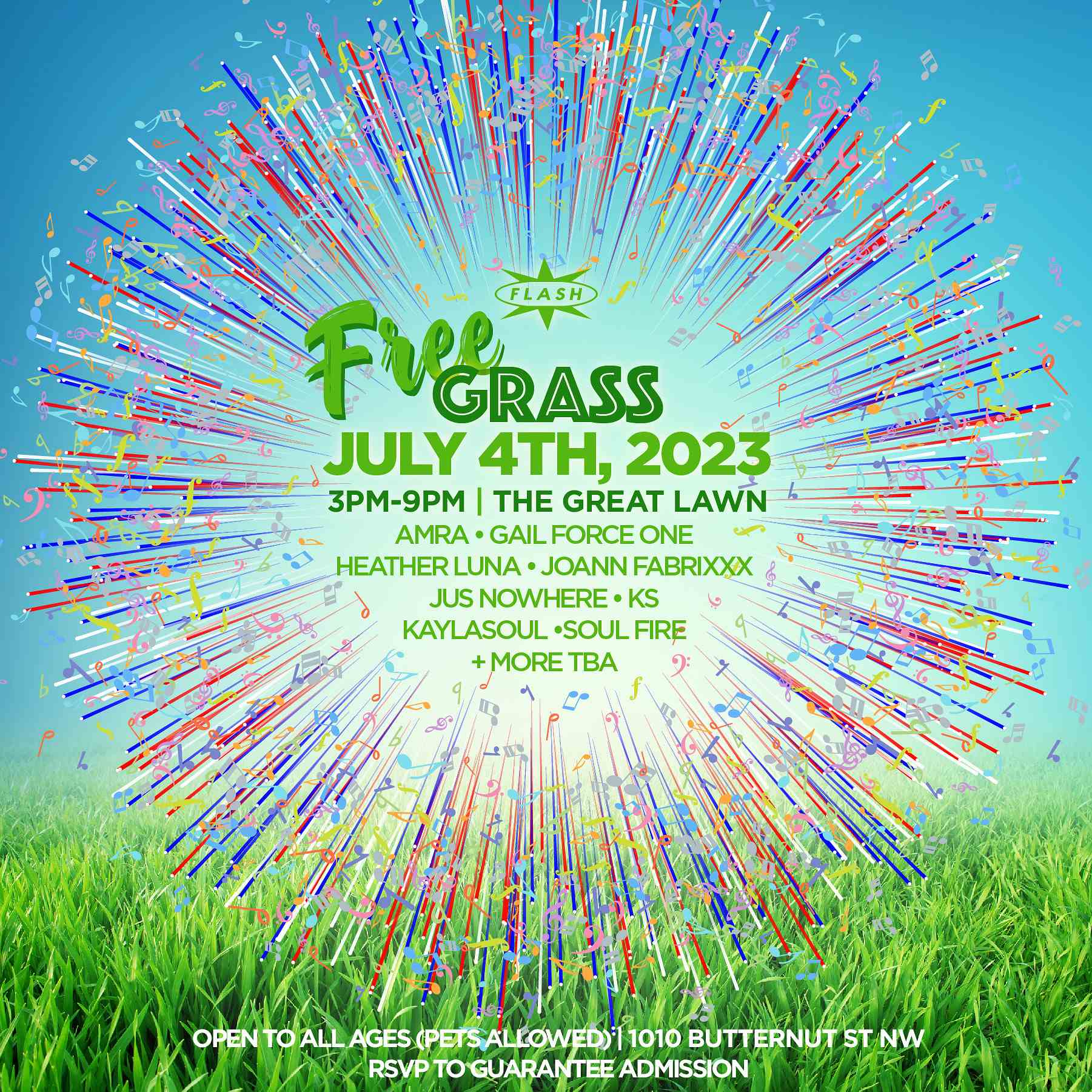 GRASS: A Fourth of July Celebration event flyer