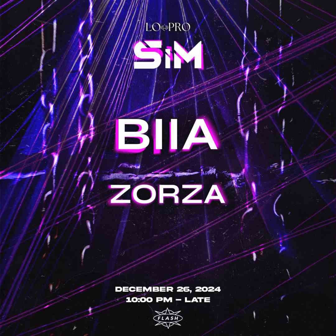 SiM: BIIA x ZORZA event flyer