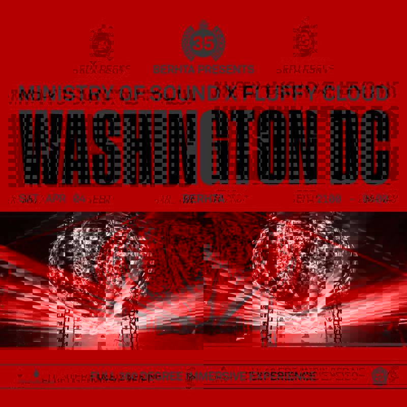 Ministry of Sound X The Fluffy Cloud - 35th Anniversary Showcase event flyer