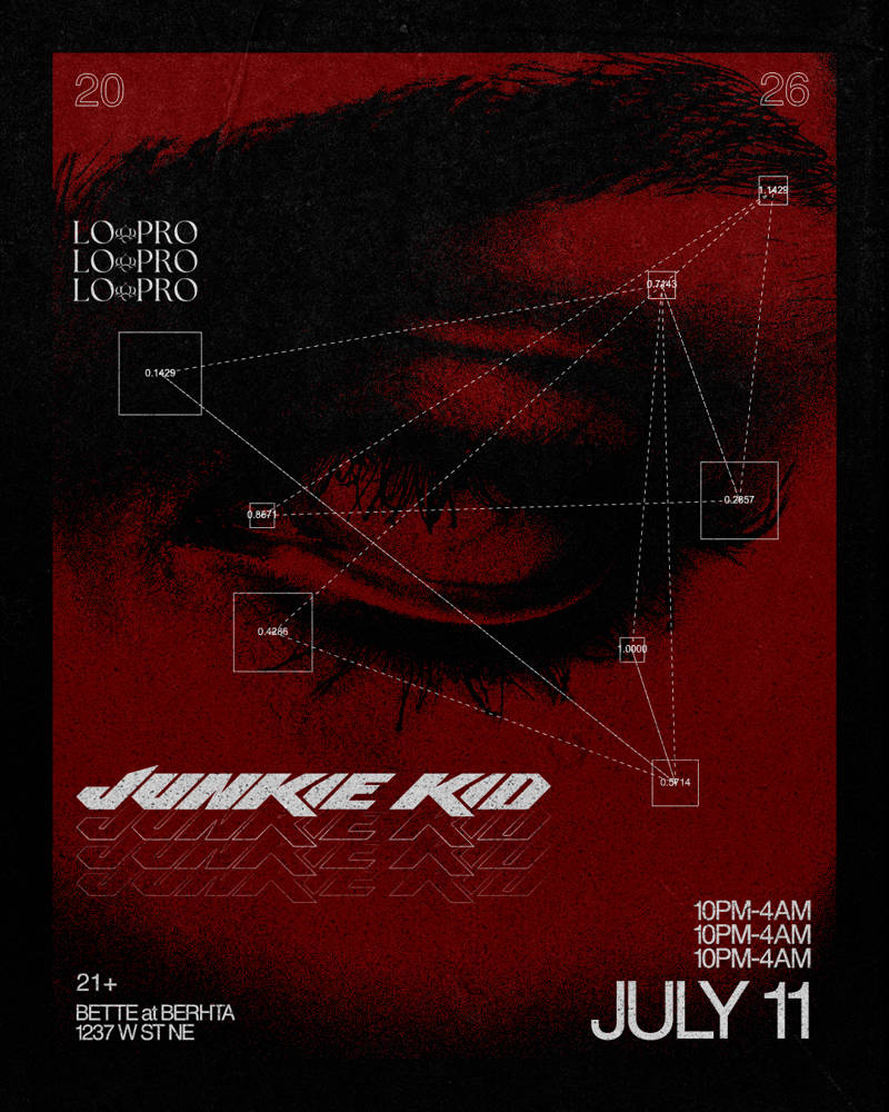 Junkie Kid event flyer
