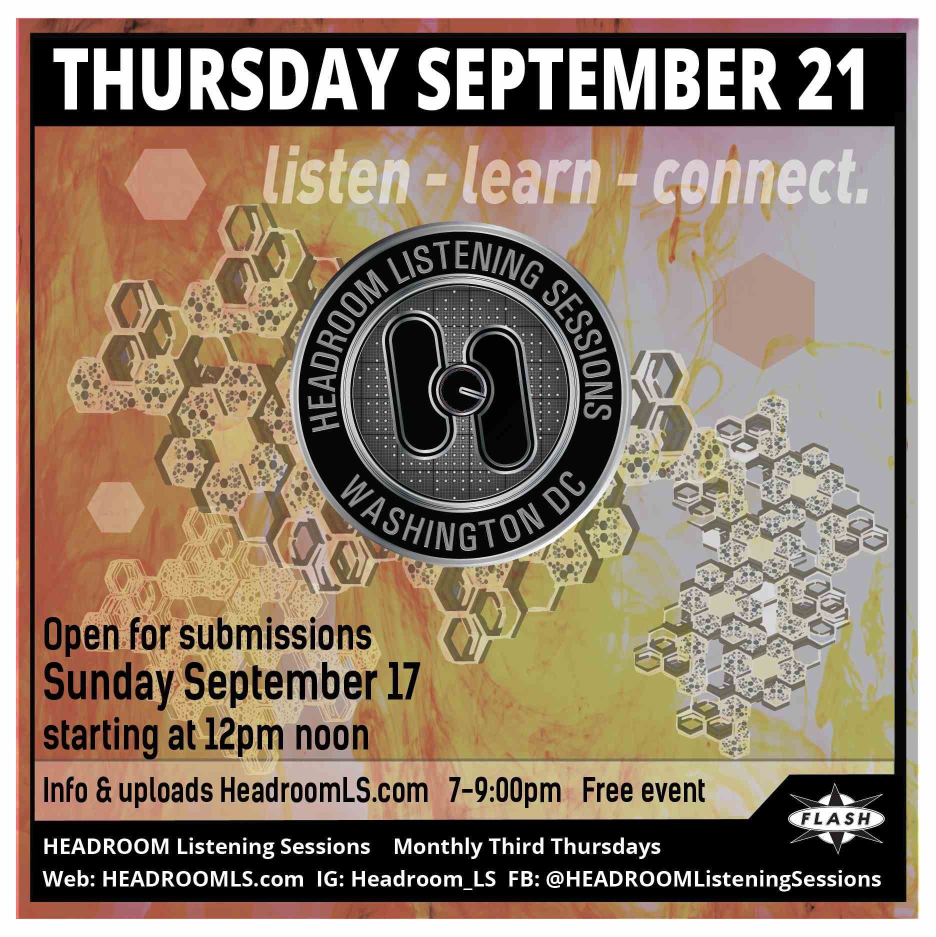 Headroom Listening Sessions event flyer