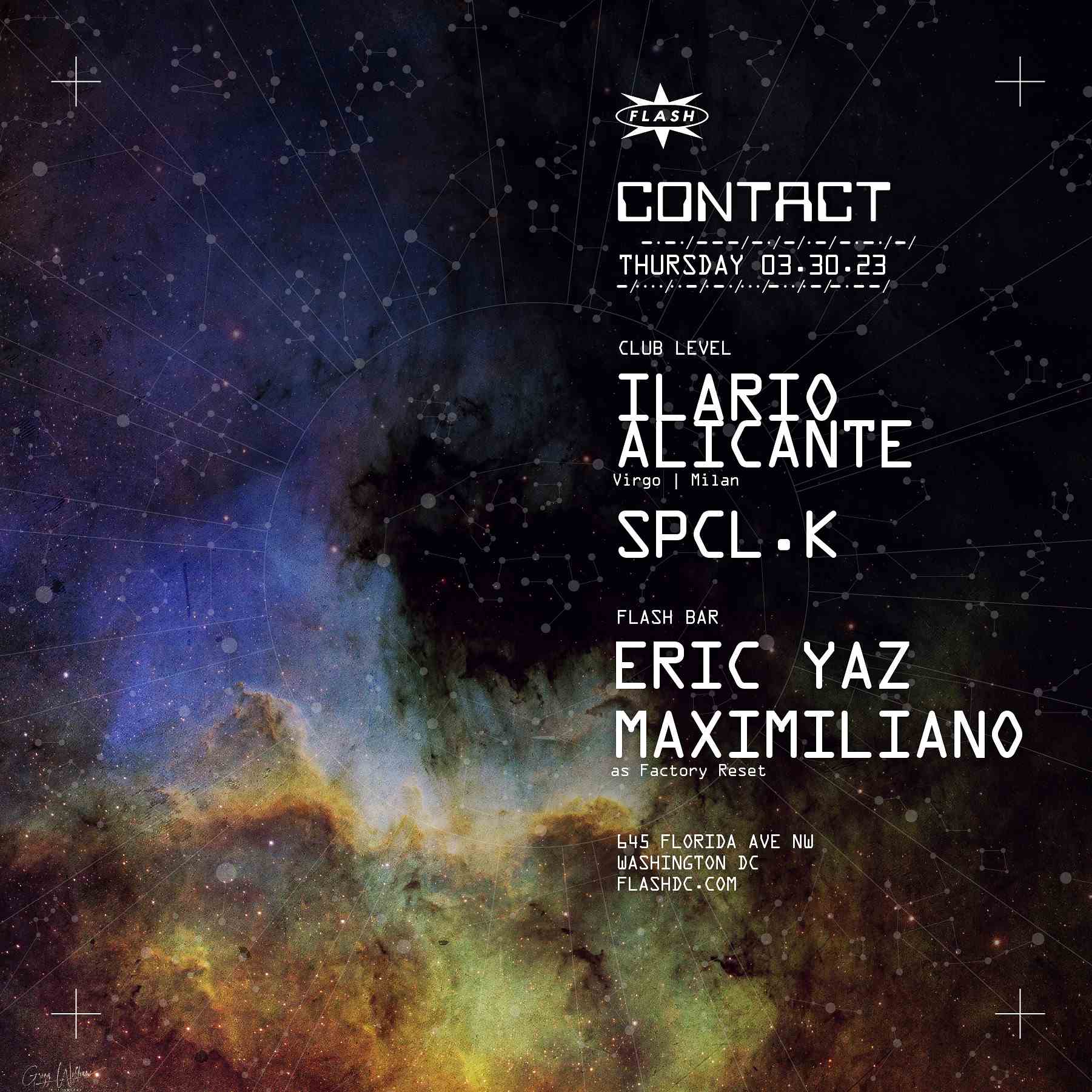 CONTACT: Ilario Alicante event flyer