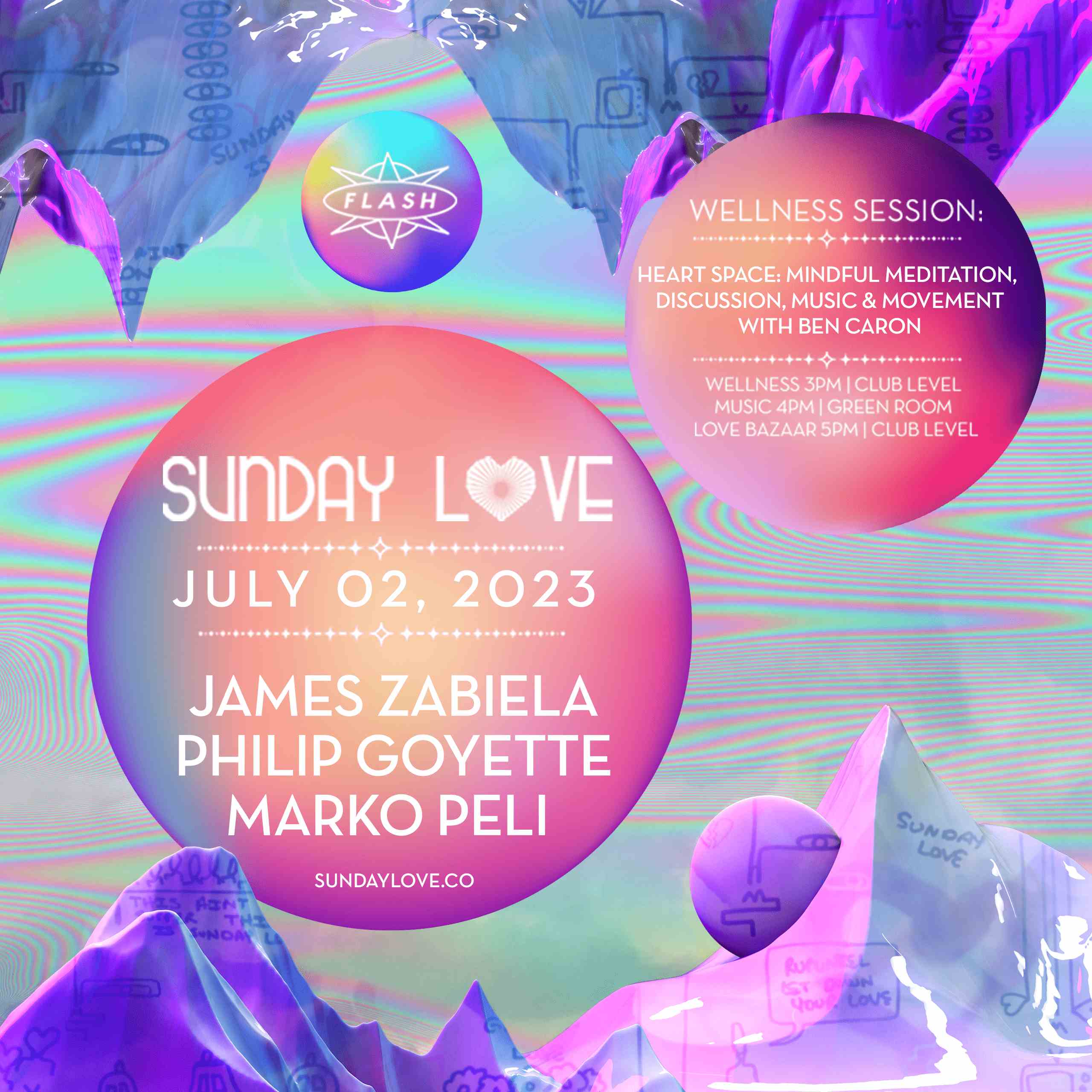 Sunday Love: James Zabiela - Philip Goyette - Marko Peli event flyer