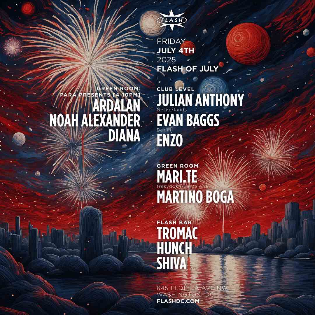Flash of July with Para Presents event flyer