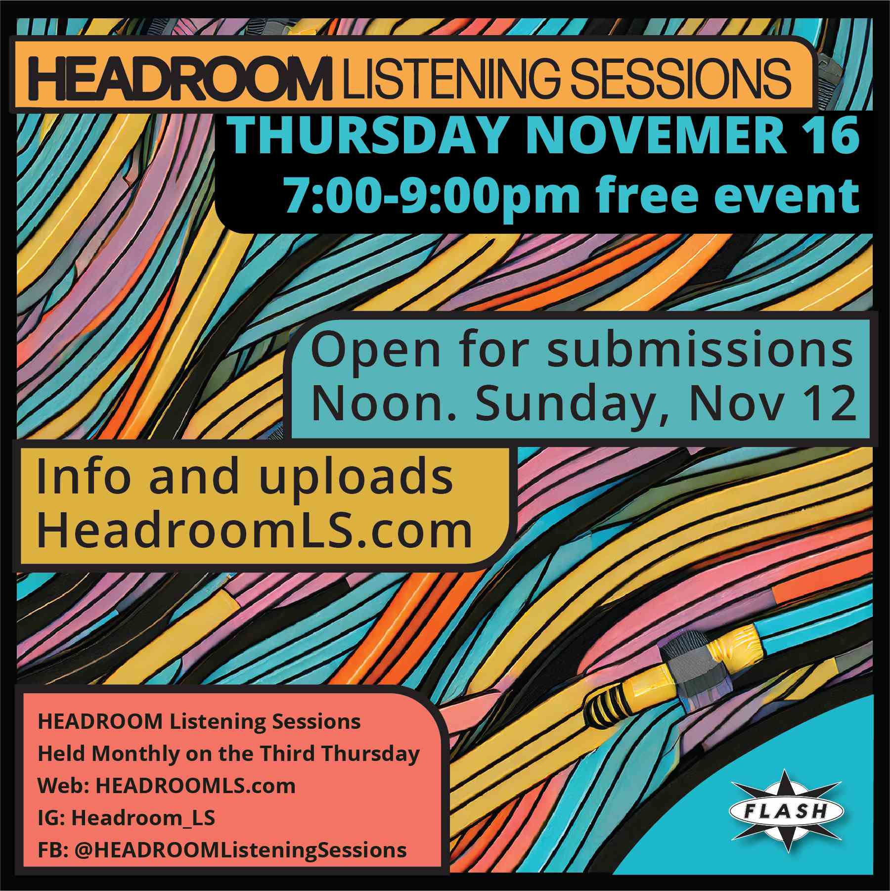 Headroom Listening Sessions event flyer
