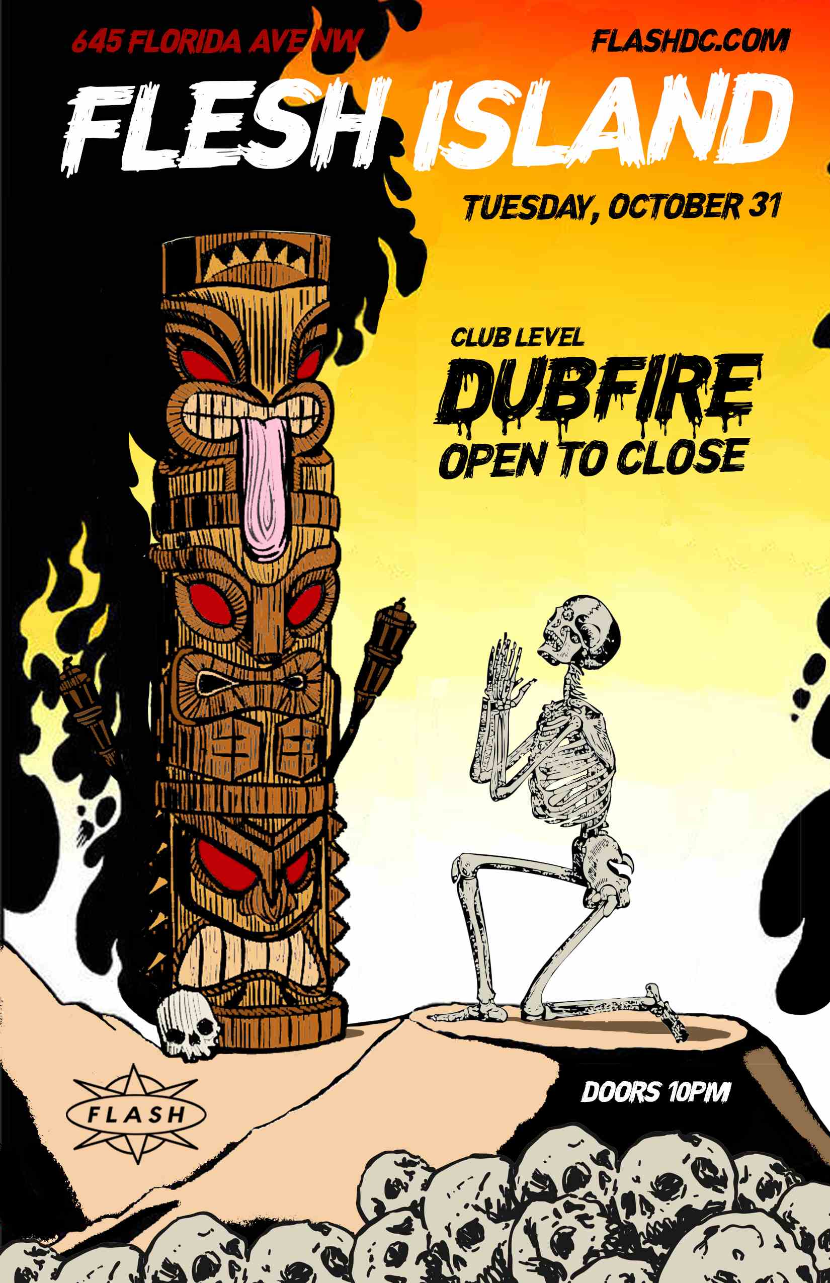 Flesh Island: Dubfire [open-to-close] event flyer