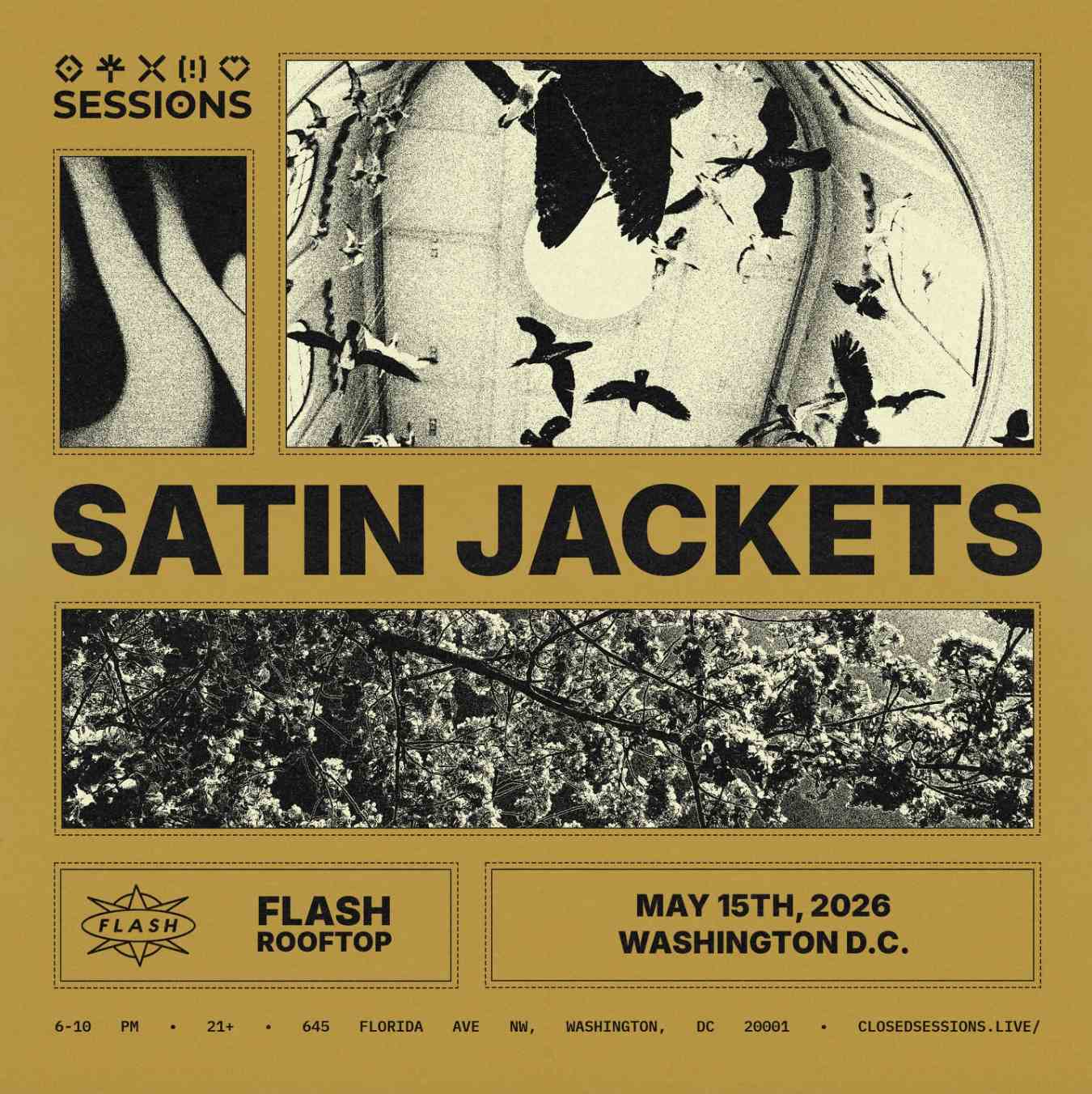 Sessions: Satin Jackets event flyer