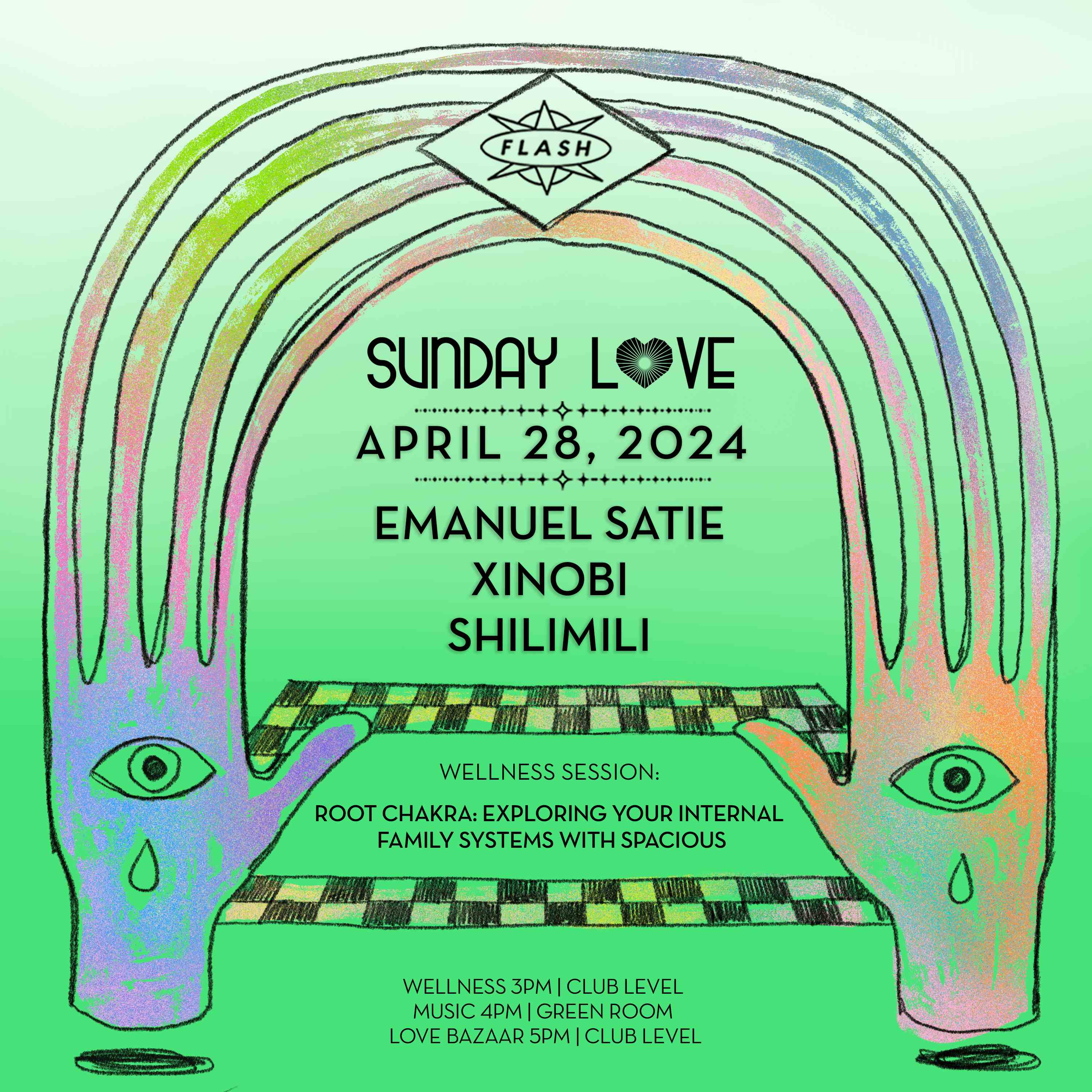 Sunday Love: Emanuel Satie - Xinobi - shilimili event flyer