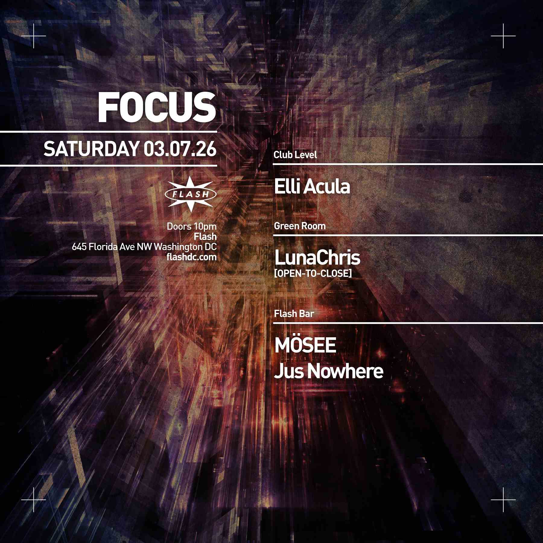 FOCUS: Elli Acula event flyer