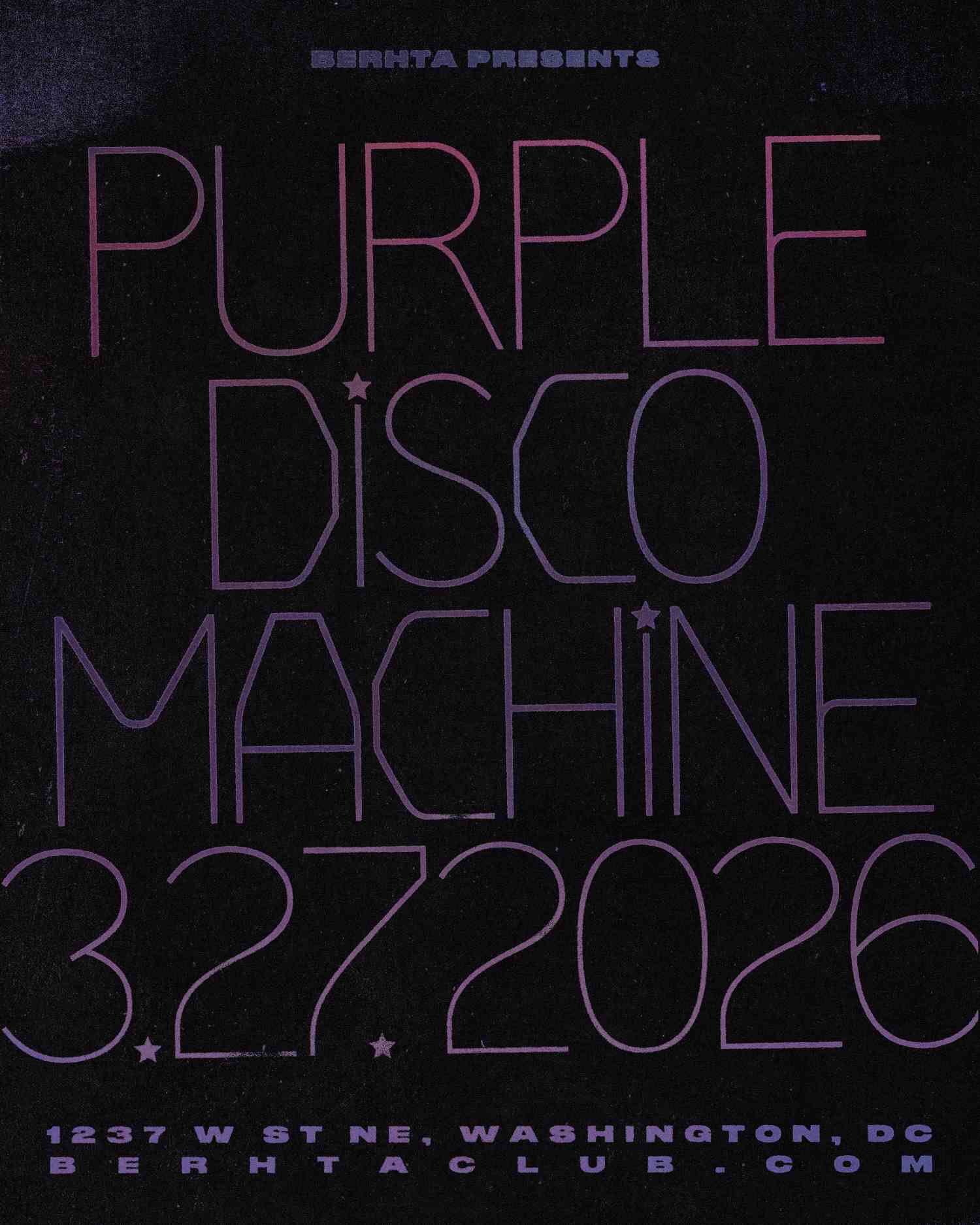 Purple Disco Machine event flyer