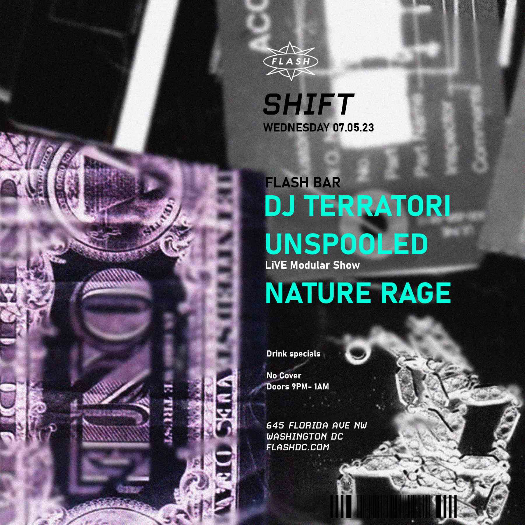 SHIFT: DJ Terratori - Unspooled - Nature Rage event flyer